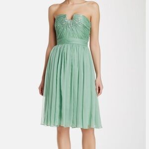 Halston Heritage Meadow Embellished Mint Green Strapless Chiffon Mini Dress $545
